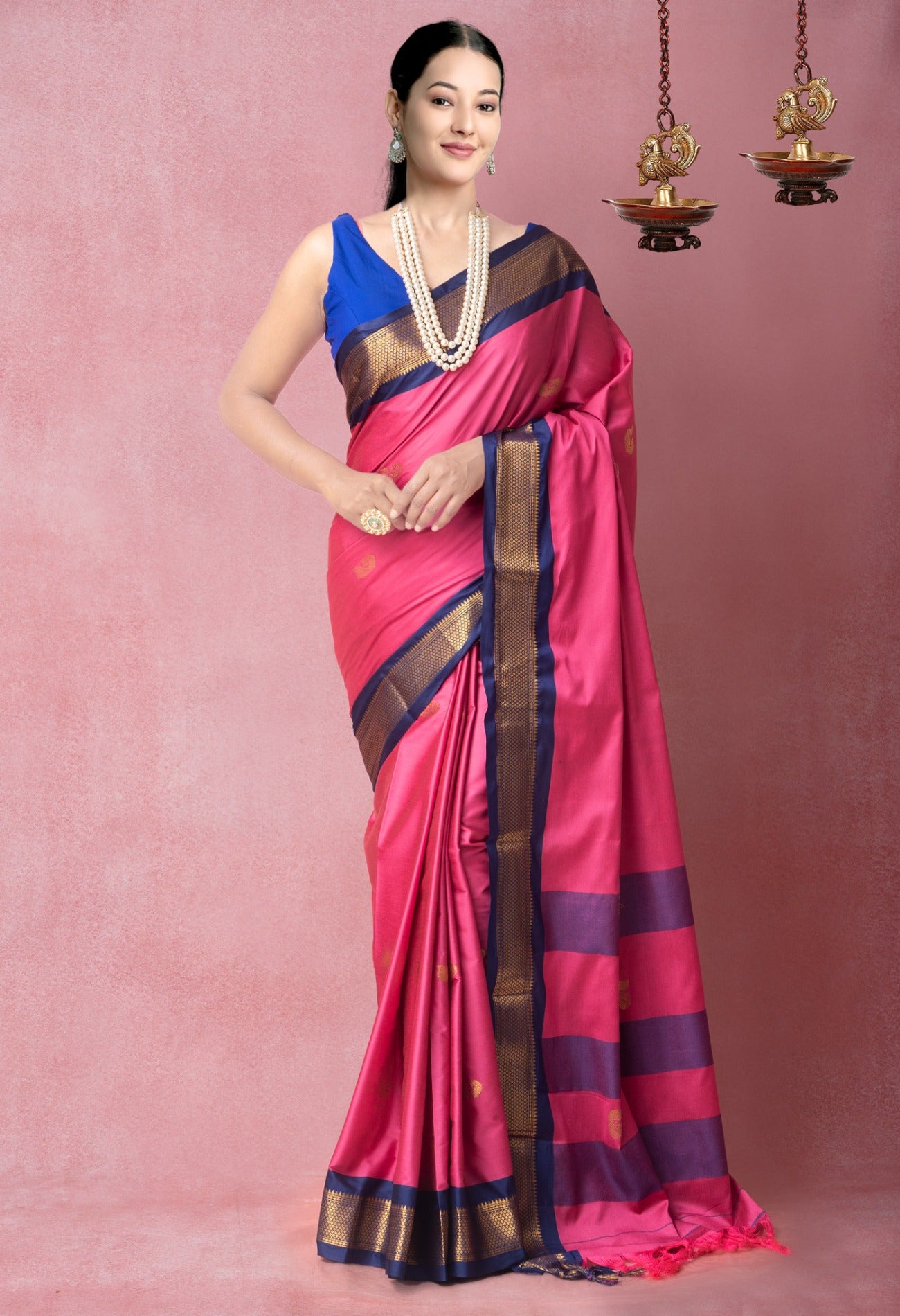 Pink  Banarasi Silk Saree