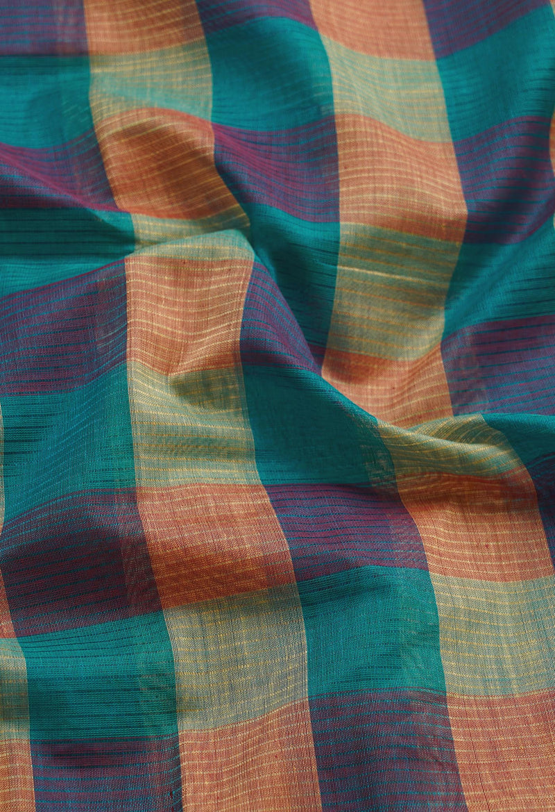 Multi Pure Handloom Mangalgiri Mercerized Cotton Saree-UNM66220