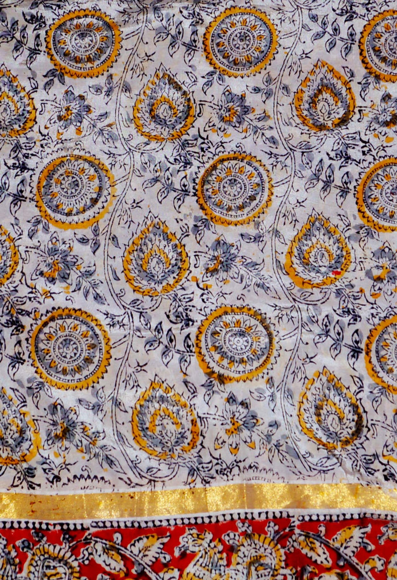Online Shopping for Multi Pure  Kalamkari Block printed Silk Saree with Hand Block Prints from Andhra Pradesh at Unnatisilks.com India
