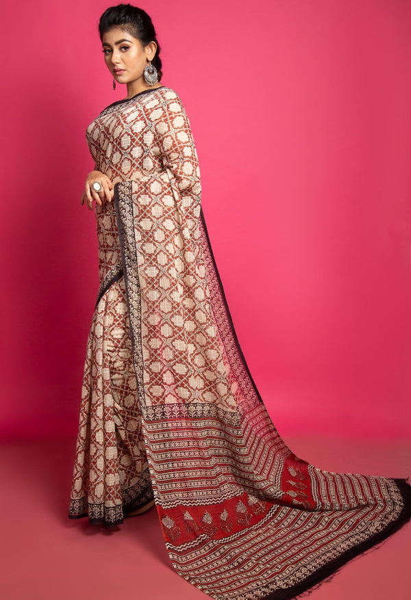 Online Shopping for Multi Pure Bagru Mulmul Cotton Saree with Hand Block Prints from Andhra Pradesh at Unnatisilks.com India
