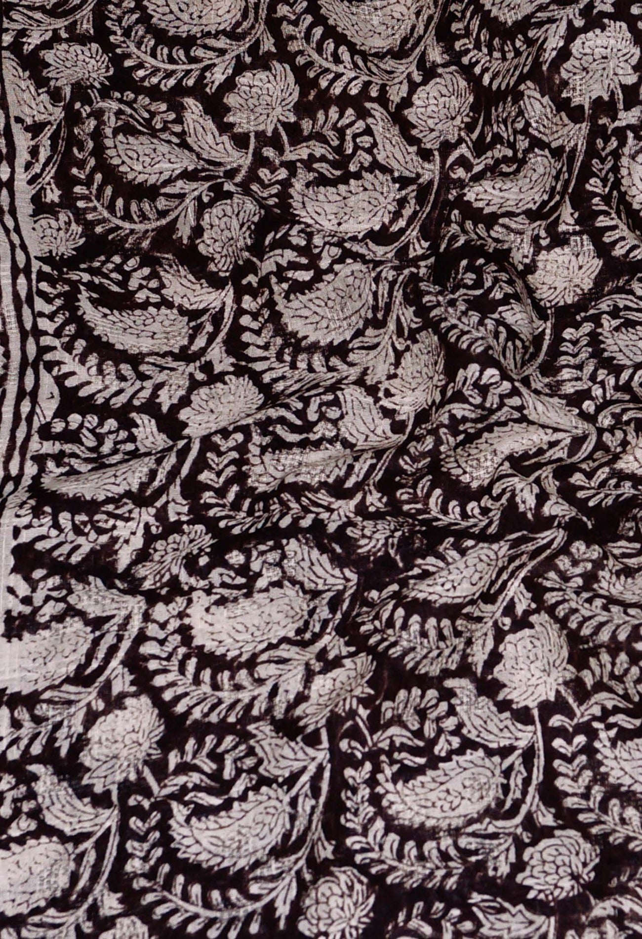Online Shopping for Black Pure Bagru Mulmul Cotton Saree with Hand Block Prints from Andhra Pradesh at Unnatisilks.com India
