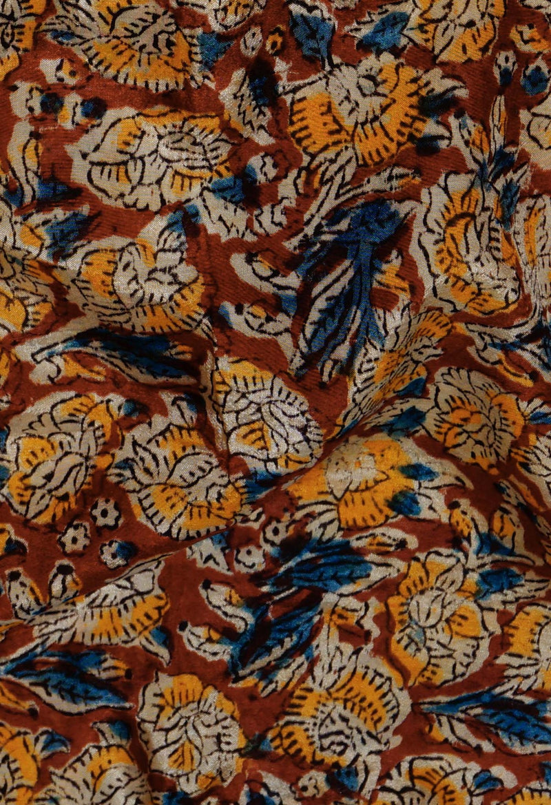 Online Shopping for Pure  Kalamkari Block printed Silk Saree with Hand Block Prints from Andhra Pradesh at Unnatisilks.com India

