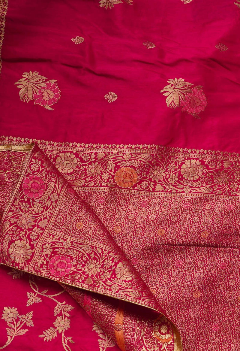 Online Shopping for Pink  Banarasi Silk Saree with Weaving from Uttar Pradesh at Unnatisilks.com India
