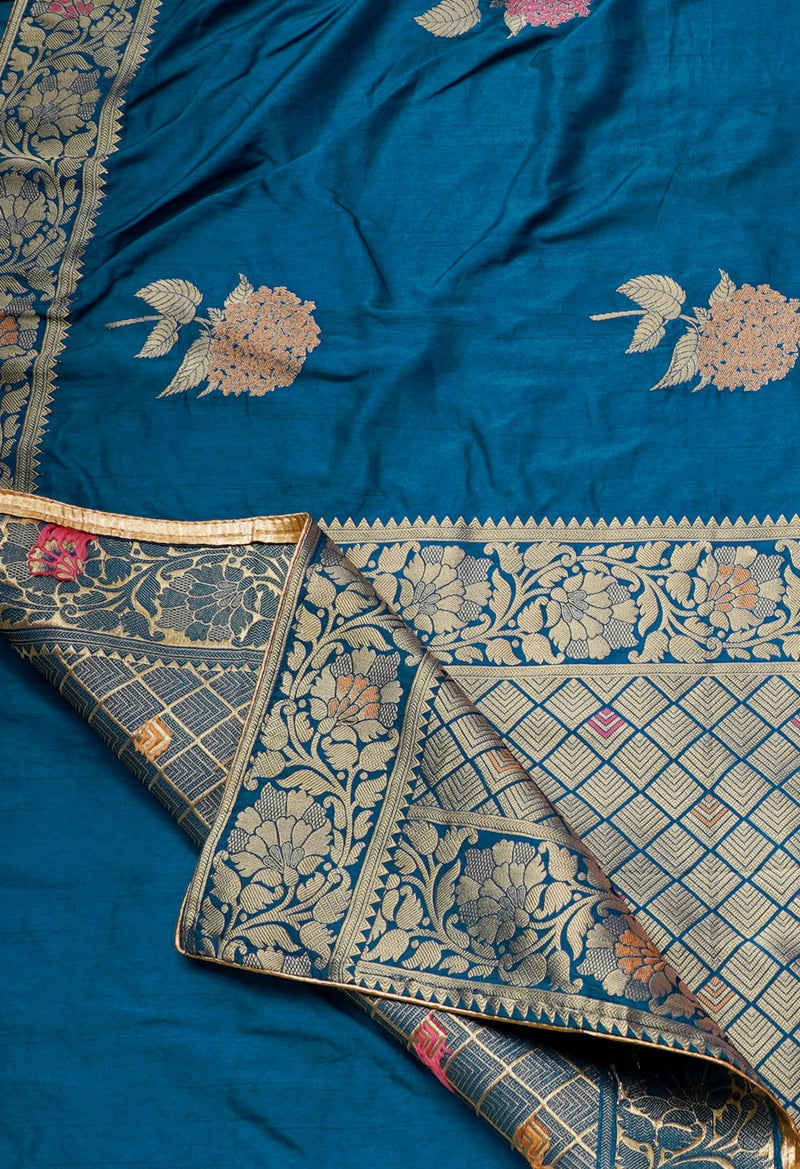 Online Shopping for Green  Banarasi Silk Saree with Weaving from Uttar Pradesh at Unnatisilks.com India
