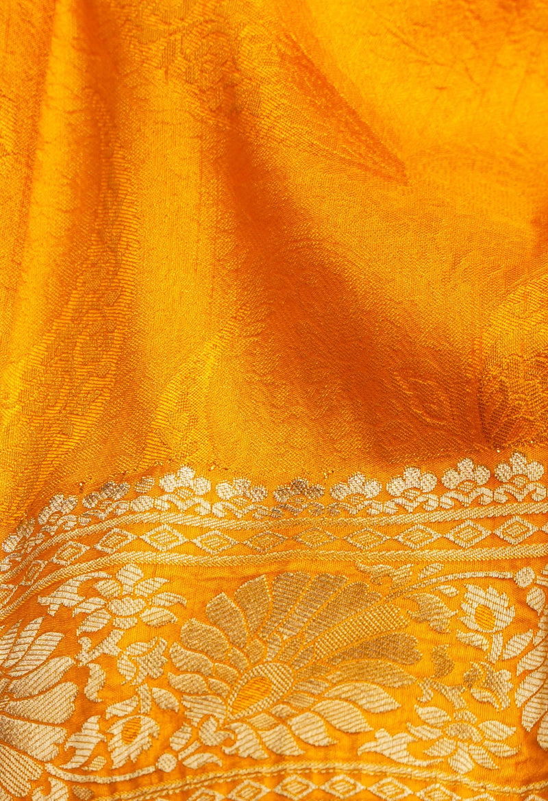 Online Shopping for Yellow  Banarasi Silk Saree with Weaving from Uttar Pradesh at Unnatisilks.com India
