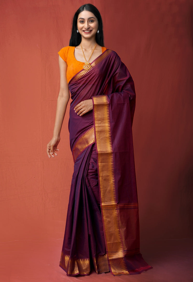 Purple Pure Handloom Mangalgiri Cotton Saree