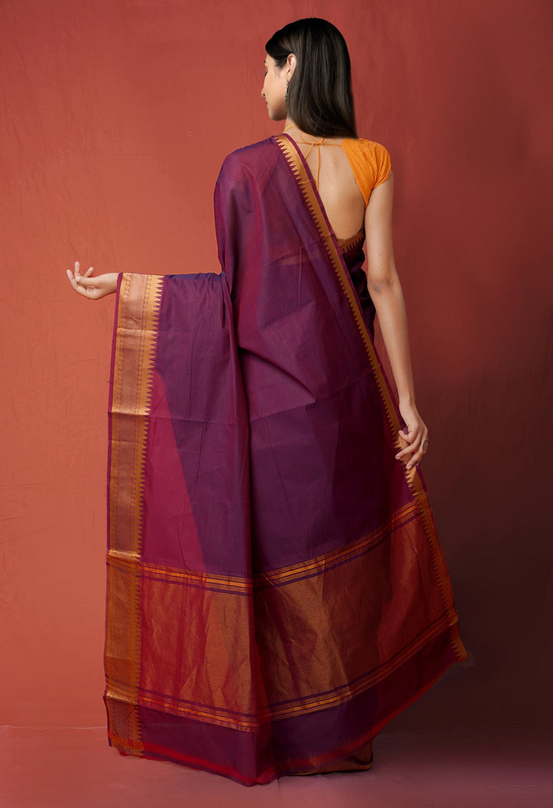 Online Shopping for Purple Pure Handloom Mangalgiri Cotton Saree with Weaving from Andhra Pradesh at Unnatisilks.com India
