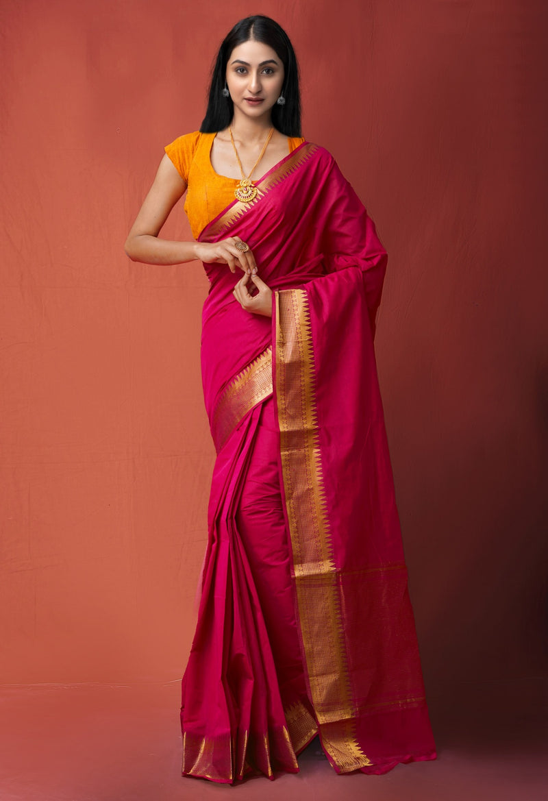Pink Pure Handloom Mangalgiri Cotton Saree