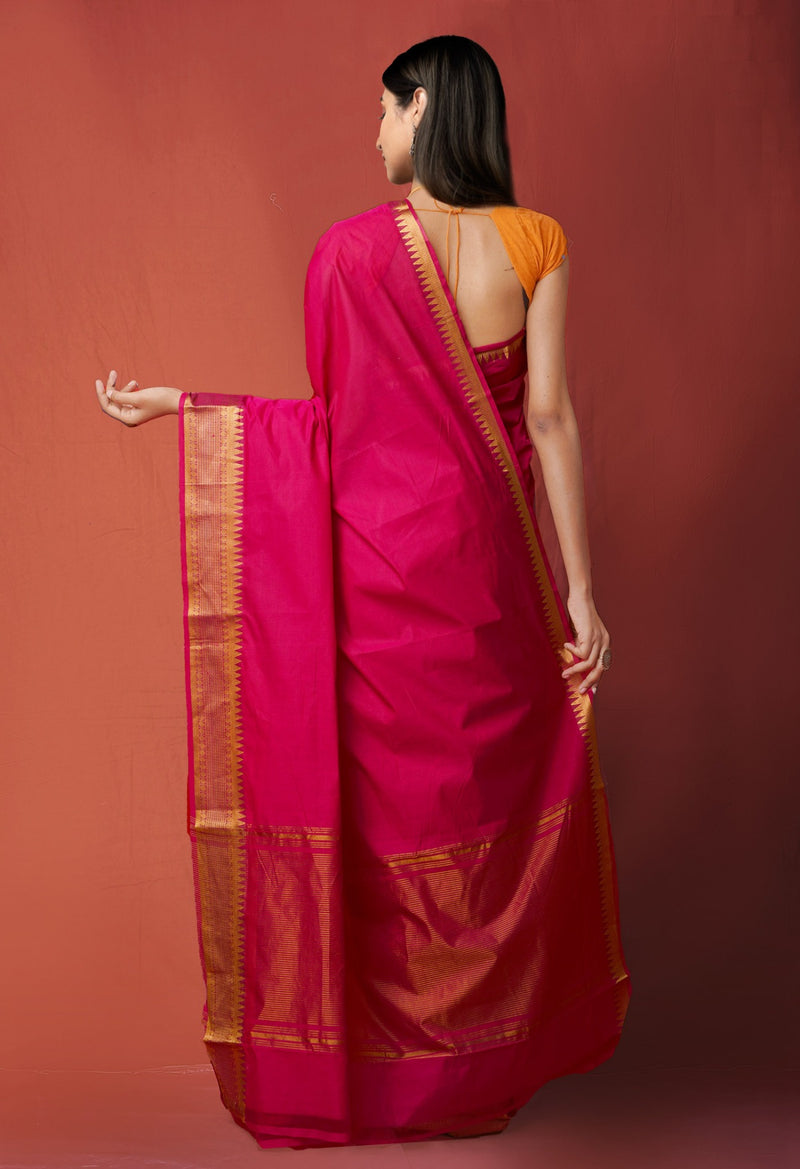 Online Shopping for Pink Pure Handloom Mangalgiri Cotton Saree with Weaving from Andhra Pradesh at Unnatisilks.com India
