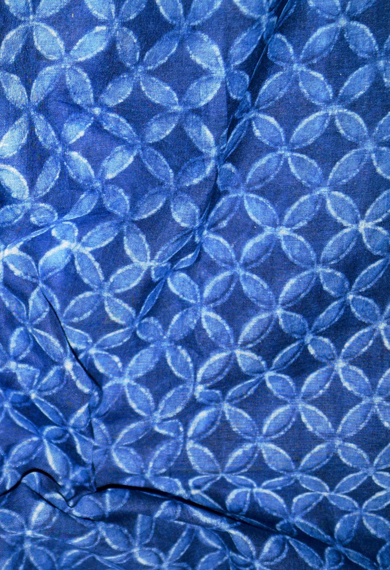Online Shopping for Indigo Blue Pure Preet Dabu Mulmul Cotton Saree with Dabu from Rajasthan at Unnatisilks.com India
