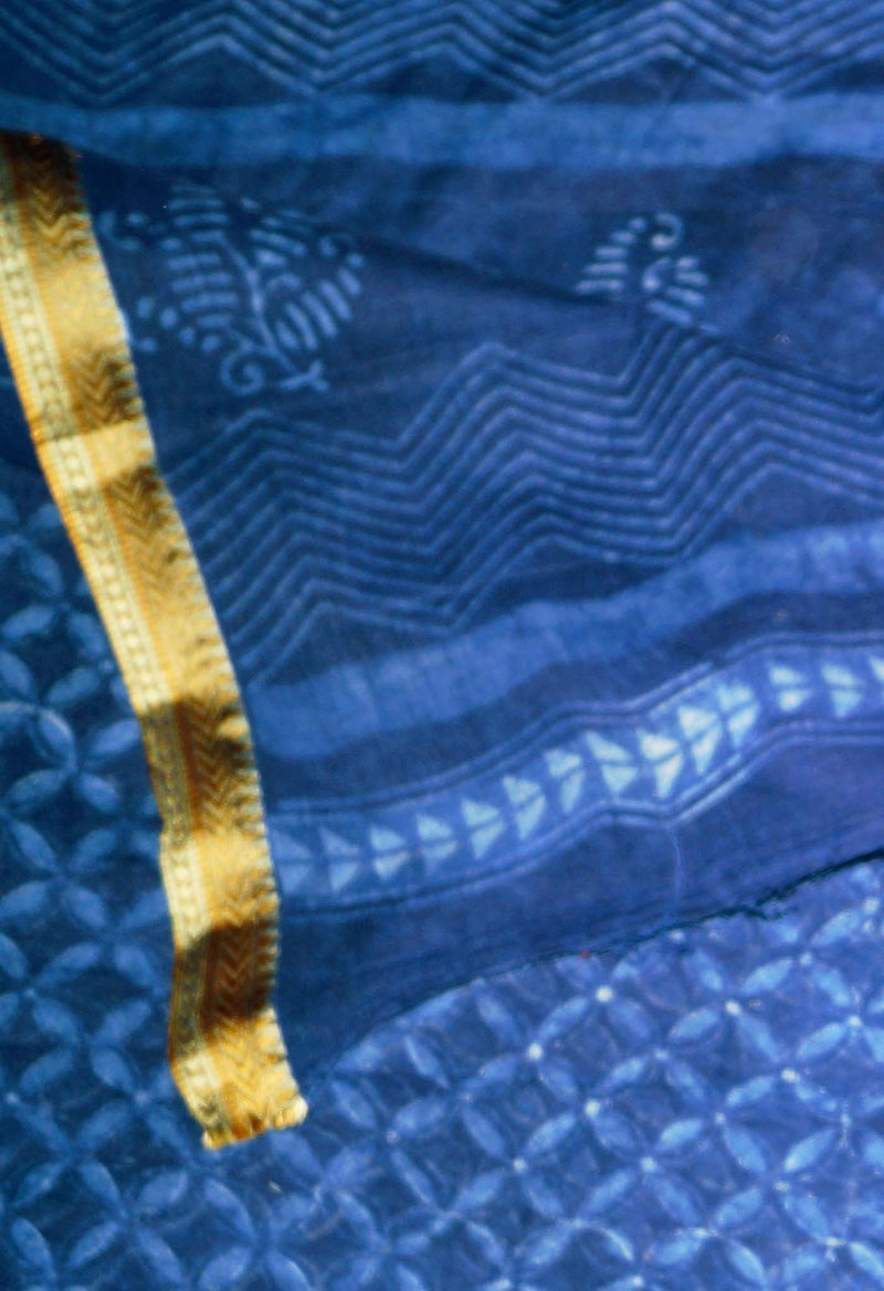 Indigo Blue Pure Preet Dabu Mulmul Cotton Saree