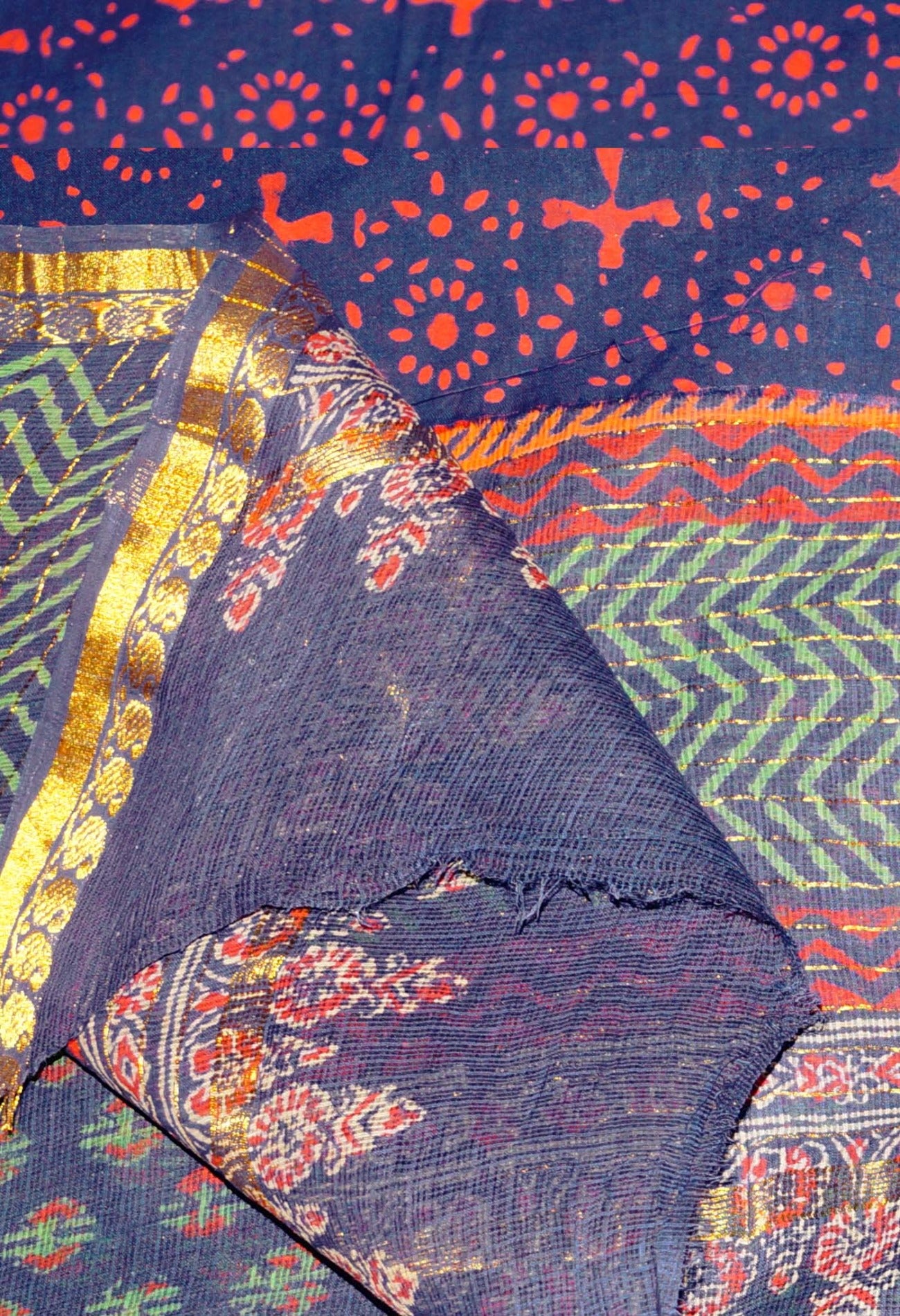 Online Shopping for Indigo Pure Kota Cotton Saree with Hand Block Prints from Andhra Pradesh at Unnatisilks.com India
