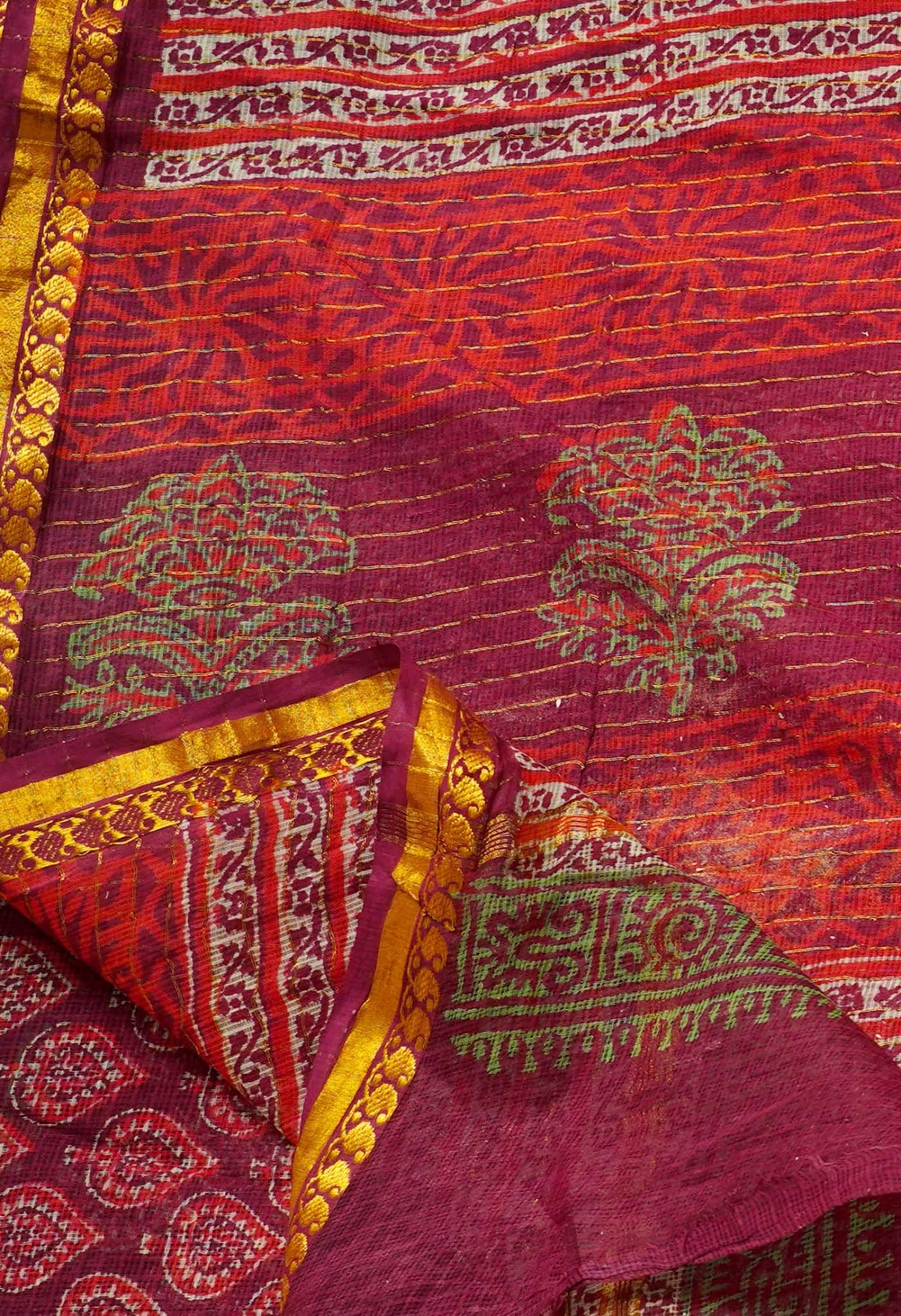 Online Shopping for Purple Pure Kota Cotton Saree with Hand Block Prints from Andhra Pradesh at Unnatisilks.com India
