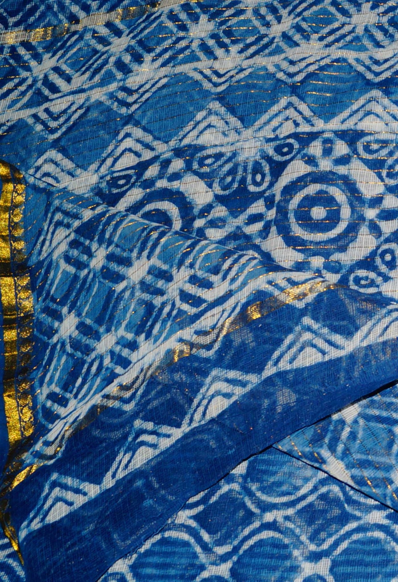 Online Shopping for Indigo Pure Kota Cotton Saree with Hand Block Prints from Andhra Pradesh at Unnatisilks.com India
