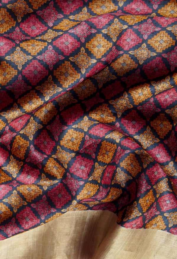 Multi Pure Handloom Bengal Tussar  Silk Saree