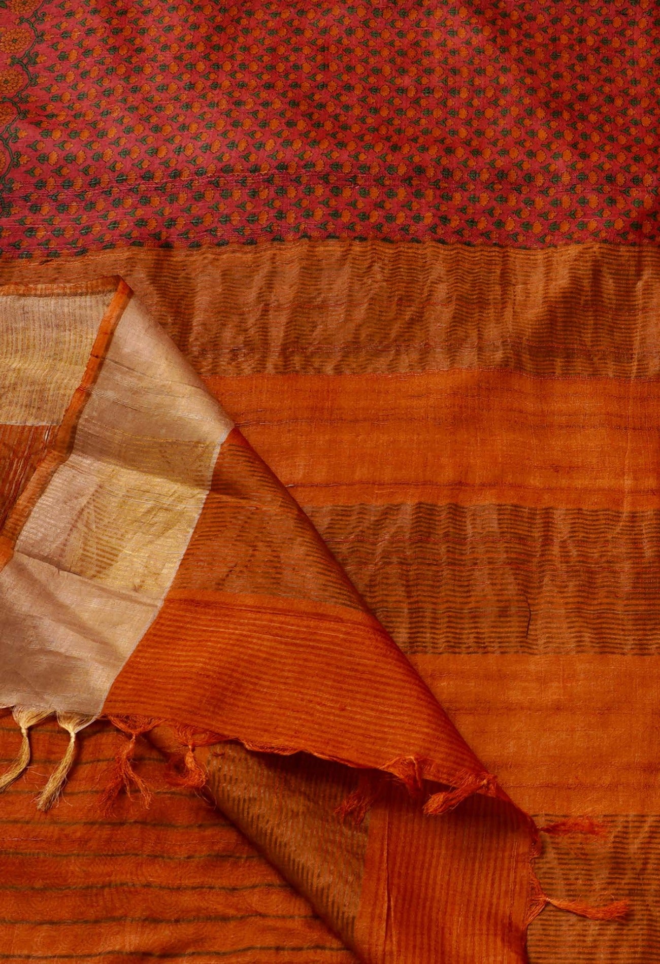 Online Shopping for Pink Pure Handloom Bengal Tussar  Silk Saree with Hand Block Prints from West Bengal at Unnatisilks.com India
