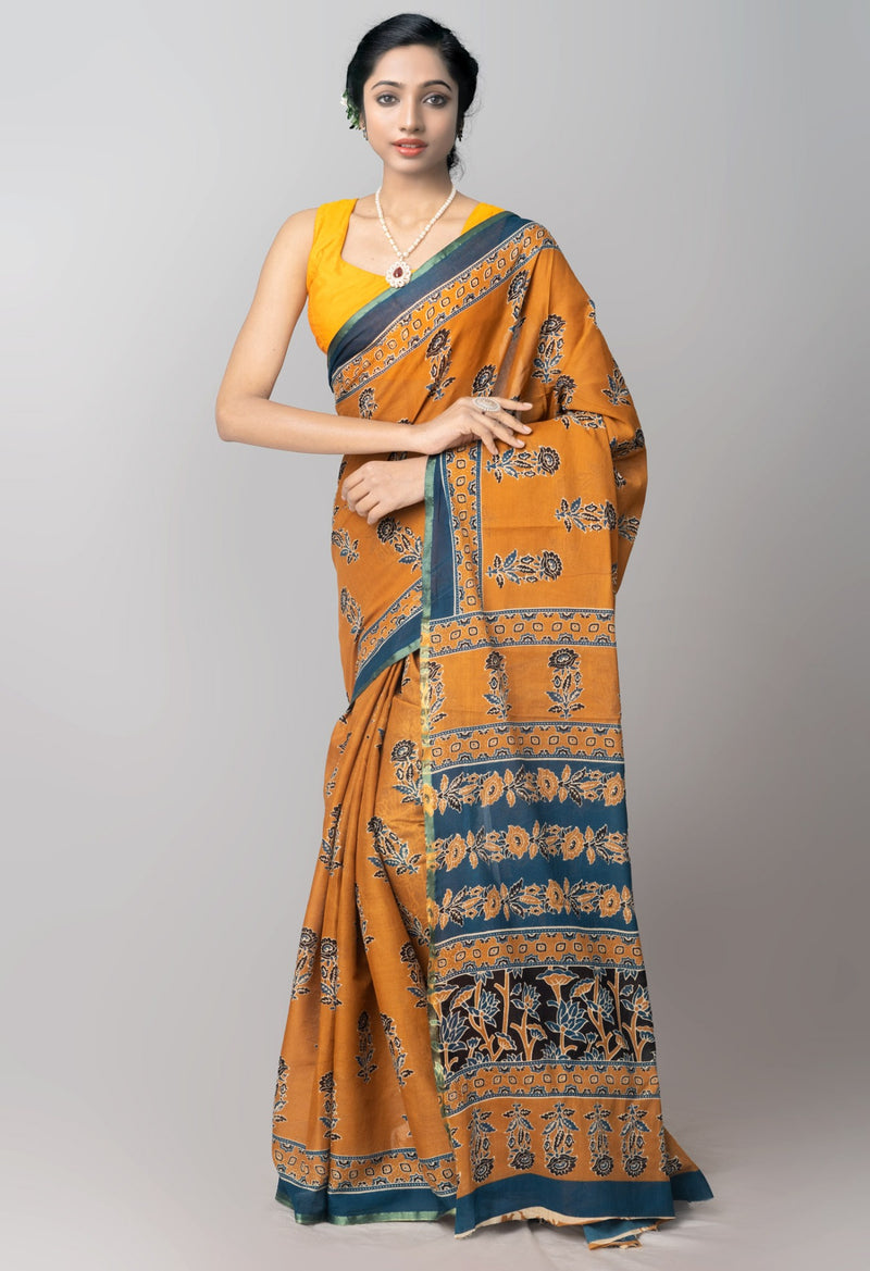 Rust Orange Pure Mulmul Soft Cotton Saree