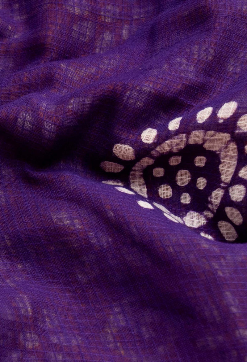 Online Shopping for Violet Pure Batik Kota Cotton Saree with Batik from Rajasthan at Unnatisilks.com India
