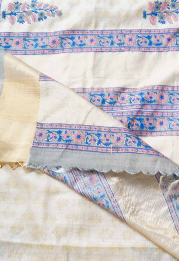 Brown Pure Handloom Ghicha Tussar  Silk Saree