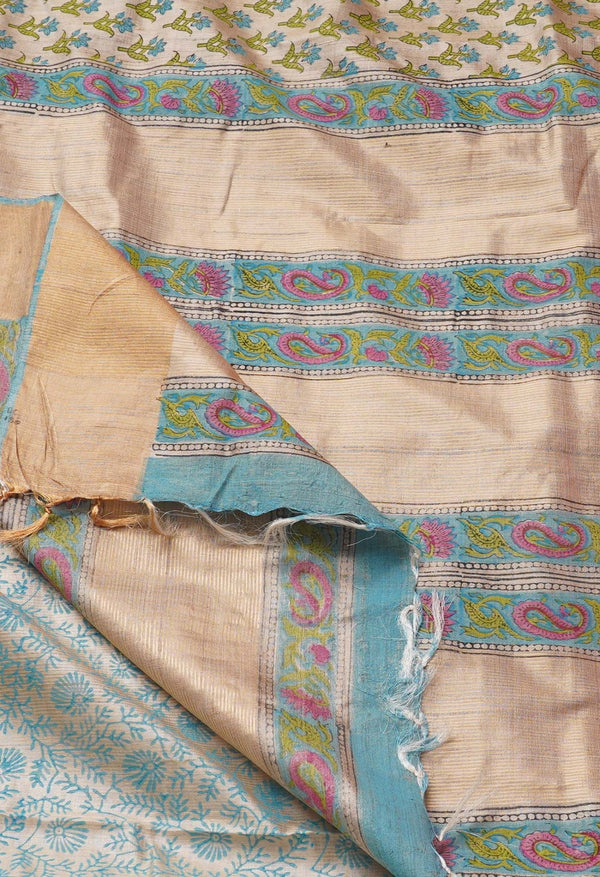 Brown Pure Handloom Ghicha Tussar  Silk Saree