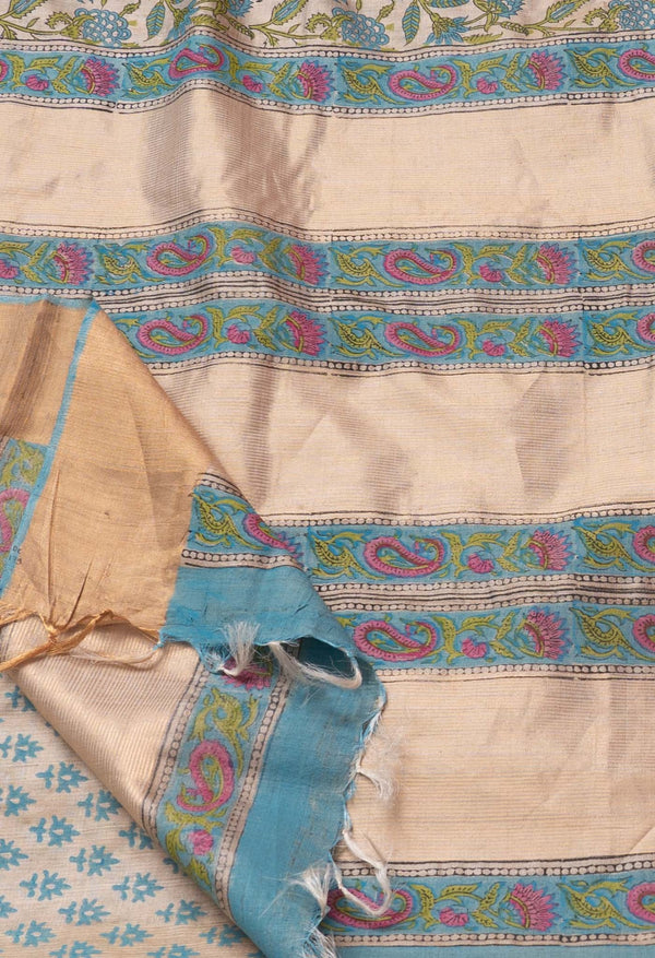 Brown Pure Handloom Ghicha Tussar  Silk Saree