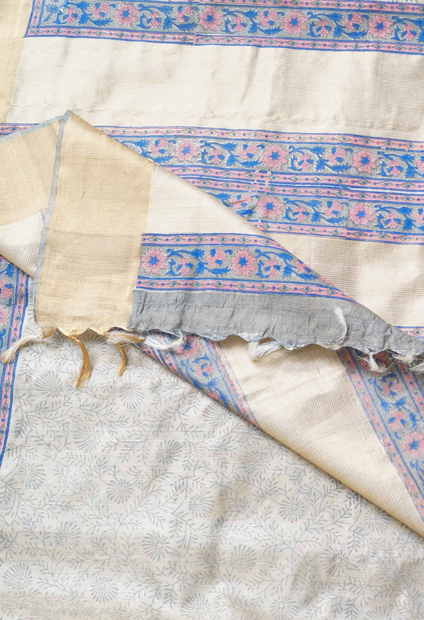 Brown Pure Handloom Ghicha Tussar  Silk Saree