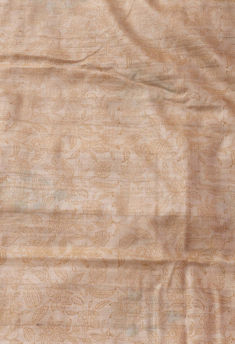 Online Shopping for Brown Pure Handloom Ghicha Tussar  Silk Saree with Hand Block Prints from Chhattisgarh at Unnatisilks.com India
