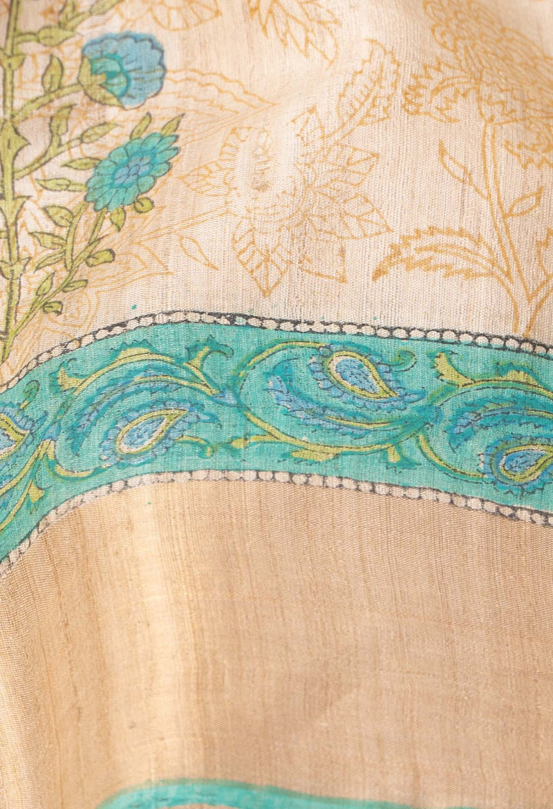 Online Shopping for Brown Pure Handloom Ghicha Tussar  Silk Saree with Hand Block Prints from Chhattisgarh at Unnatisilks.com India
