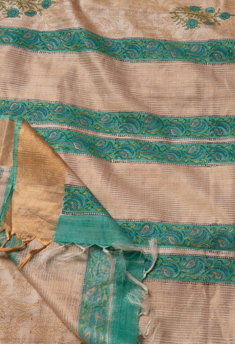 Brown Pure Handloom Ghicha Tussar  Silk Saree