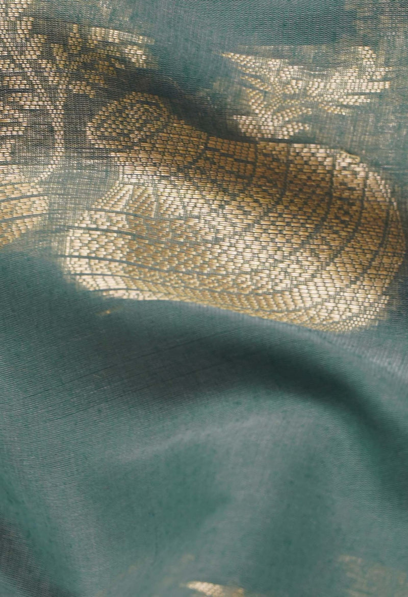 Online Shopping for Green  Fancy Chanderi Sico Saree with Weaving from Madhya Pradesh at Unnatisilks.com India
