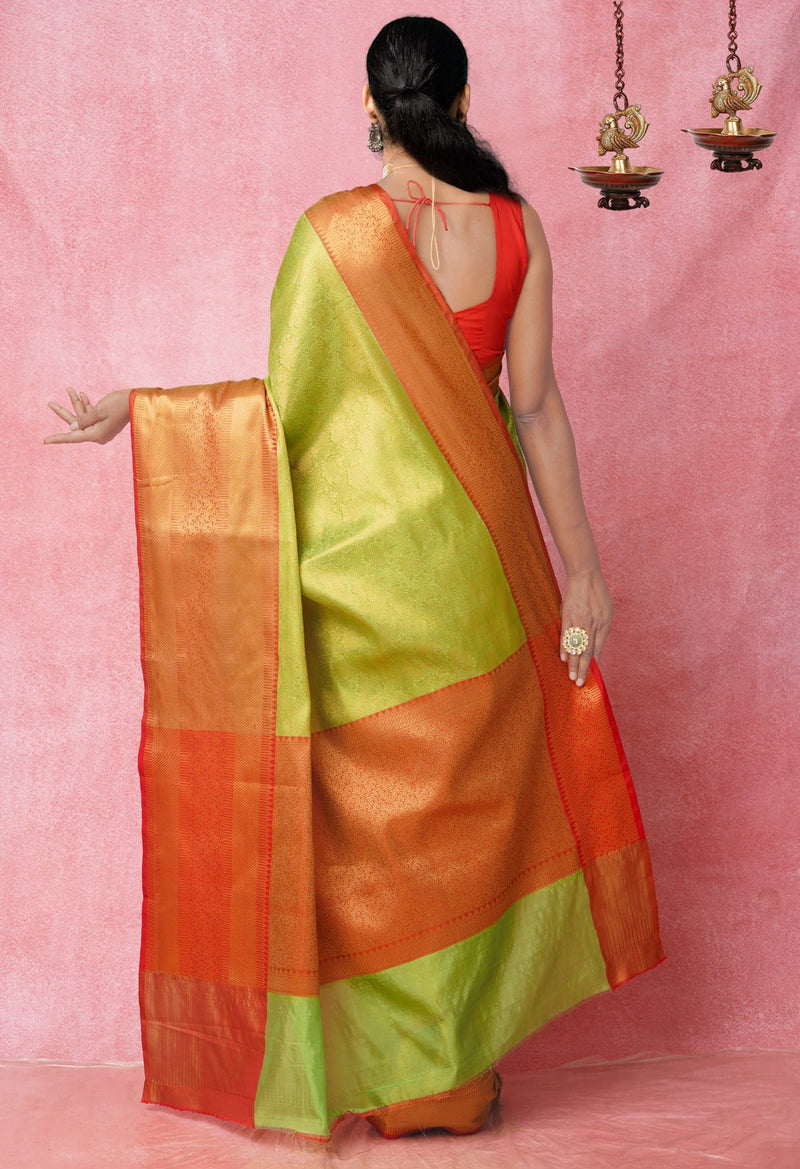 Online Shopping for Green   Fancy Banarasi Sico Saree with Weaving from Uttar Pradesh at Unnatisilks.com India

