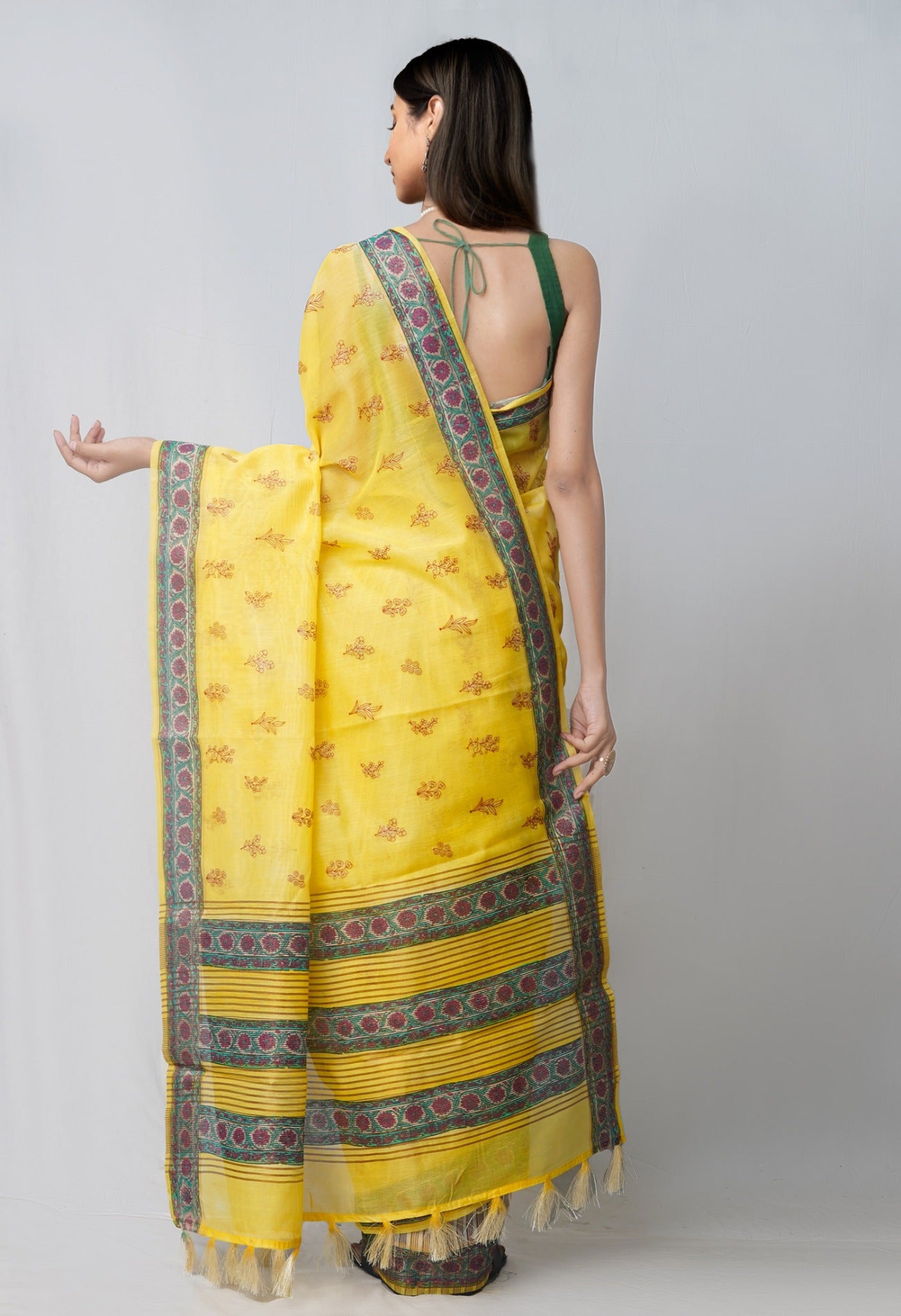 Online Shopping for Yellow  Cross Stitched Embroidered Sico Saree with Embroidery from Madhya Pradesh at Unnatisilks.com India
