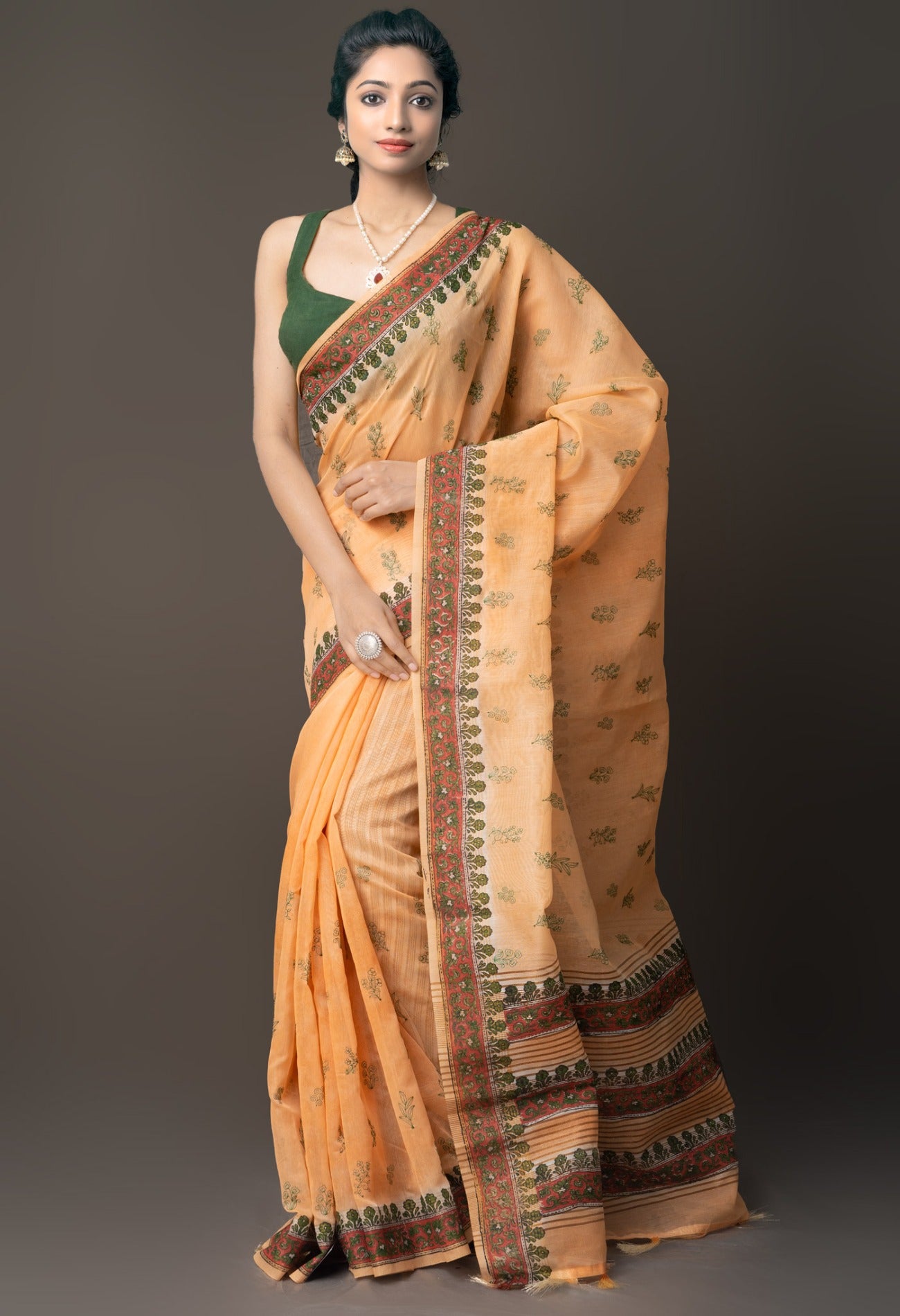 Online Shopping for Orange  Cross Stitched Embroidered Sico Saree with Embroidery from Madhya Pradesh at Unnatisilks.com India
