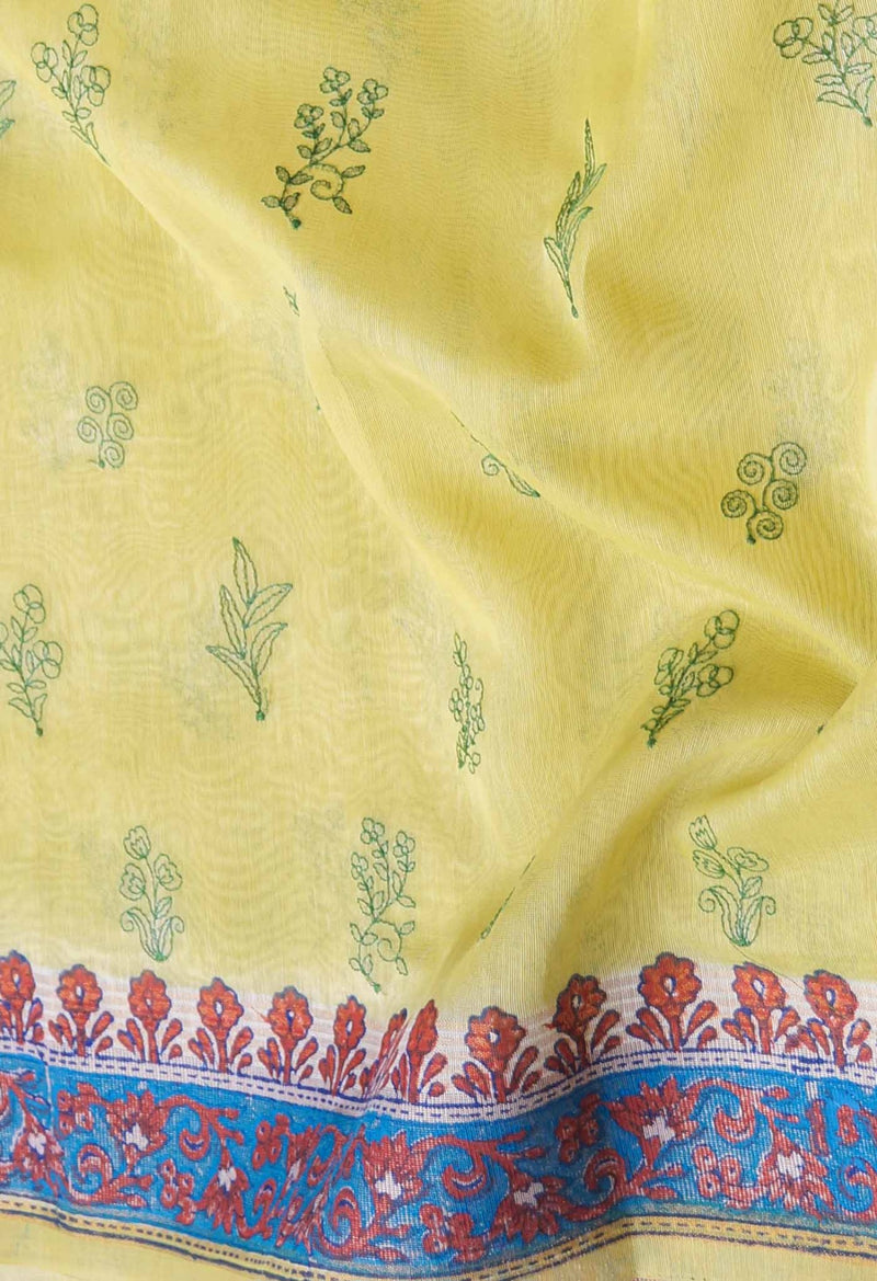 Online Shopping for Yellow  Cross Stitched Embroidered Sico Saree with Embroidery from Madhya Pradesh at Unnatisilks.com India
