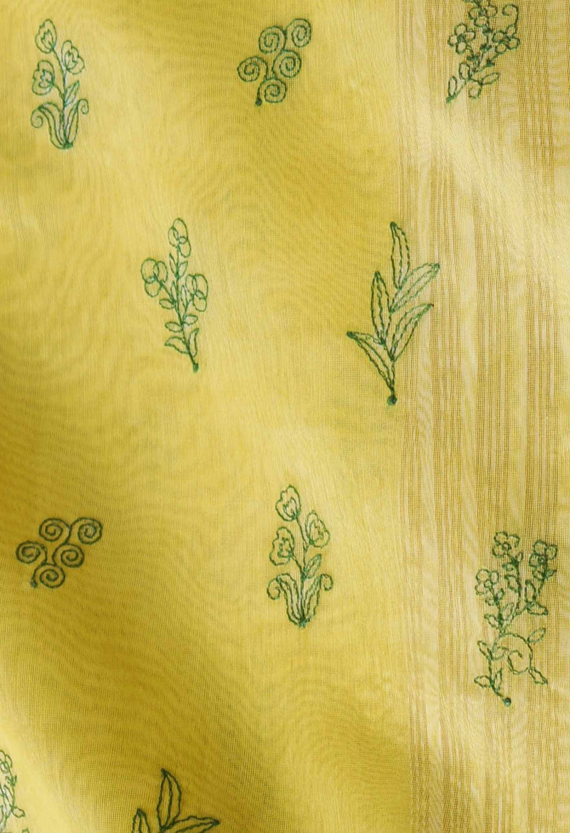 Online Shopping for Yellow  Cross Stitched Embroidered Sico Saree with Embroidery from Madhya Pradesh at Unnatisilks.com India
