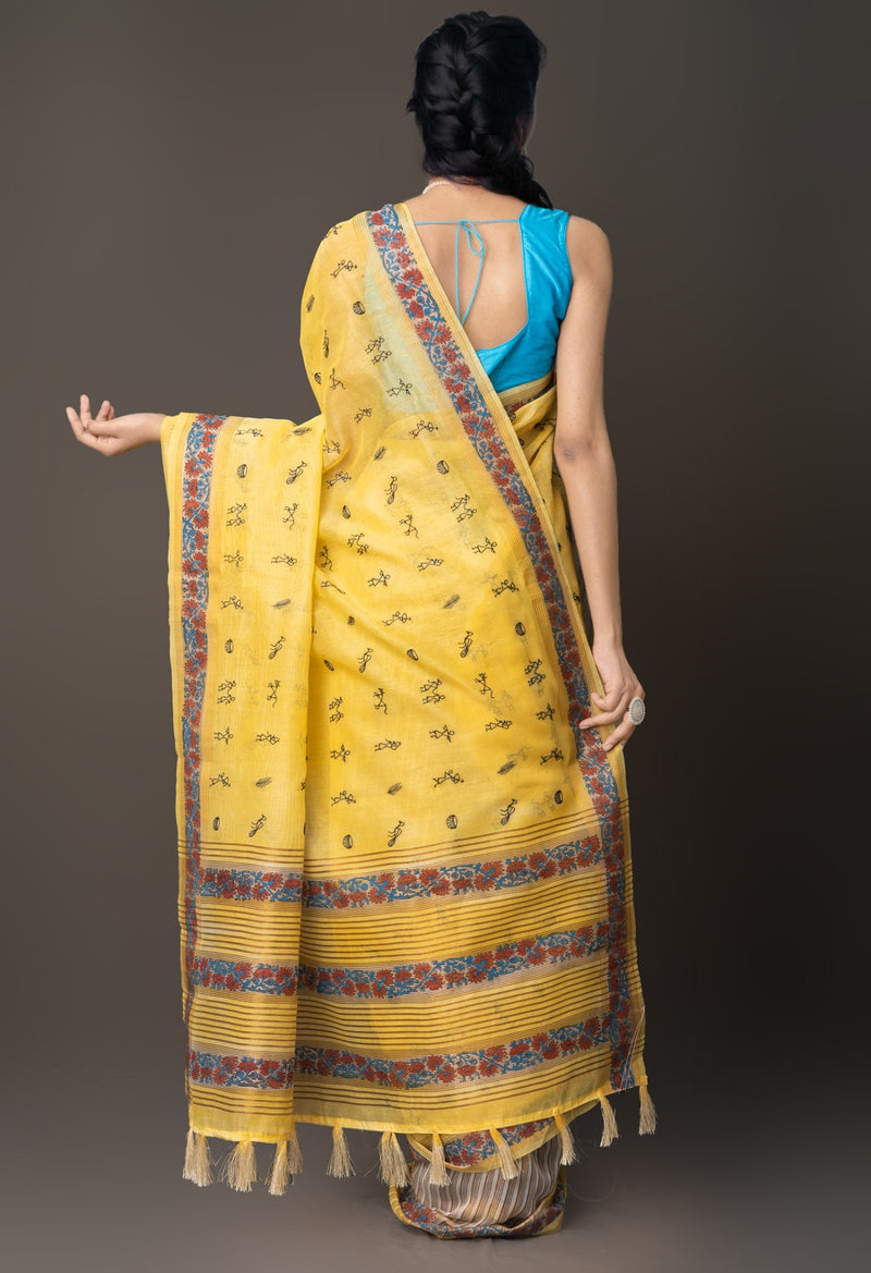 Online Shopping for Green  Cross Stitched Embroidered Sico Saree with Embroidery from Madhya Pradesh at Unnatisilks.com India
