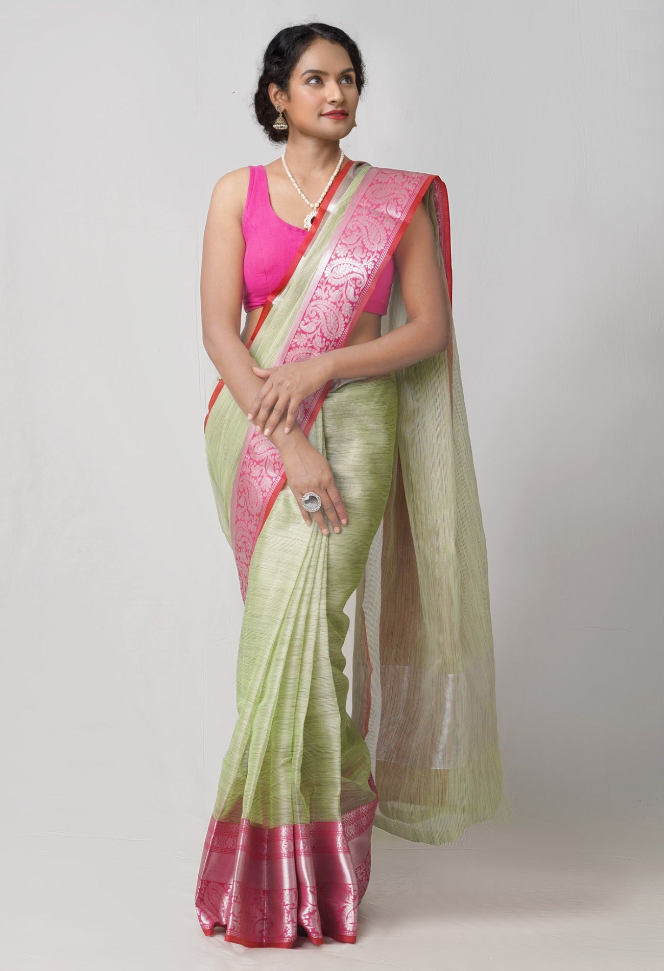 Online Shopping for Green  Kota Tissue Saree with Weaving from Uttar Pradesh at Unnatisilks.com India
