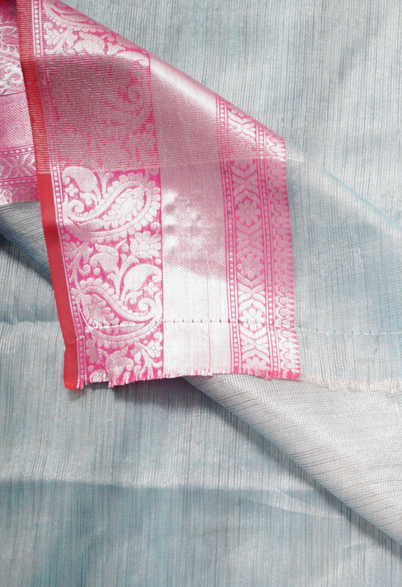 Online Shopping for Blue  Kota Tissue Saree with Weaving from Uttar Pradesh at Unnatisilks.com India
