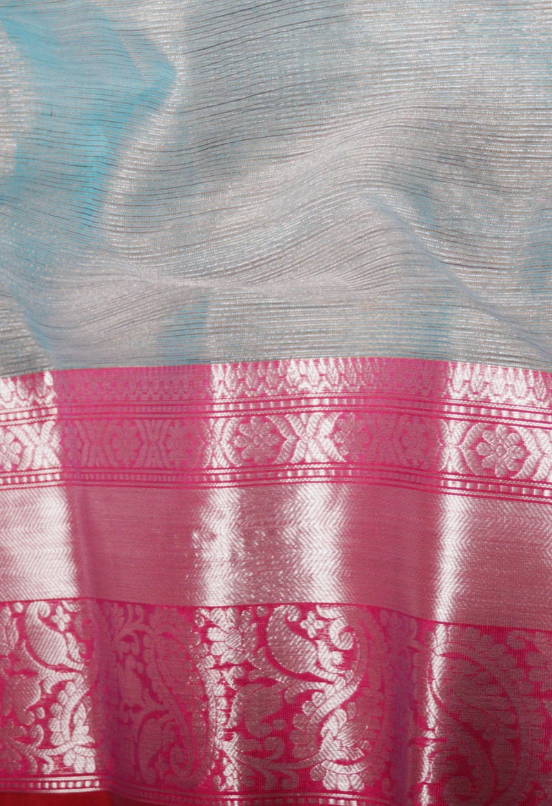 Online Shopping for Blue  Kota Tissue Saree with Weaving from Uttar Pradesh at Unnatisilks.com India
