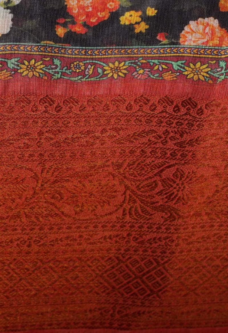 Online Shopping for Multi  Fusion Kalamkari Maheshwari Sico Saree with Weaving from Uttar Pradesh at Unnatisilks.com India
