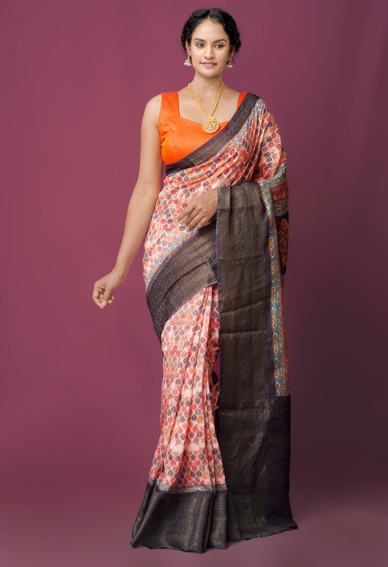 Kalamkari Maheshwari Sico Saree