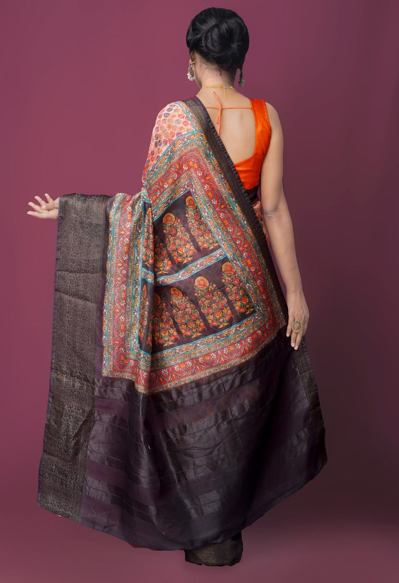 Kalamkari Maheshwari Sico Saree