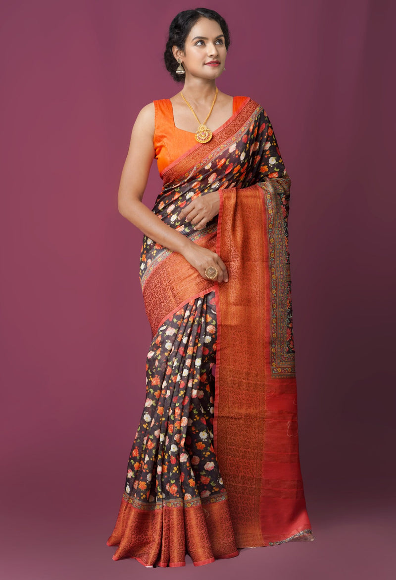 Online Shopping for Multi  Fusion Kalamkari Maheshwari Sico Saree with Weaving from Uttar Pradesh at Unnatisilks.com India
