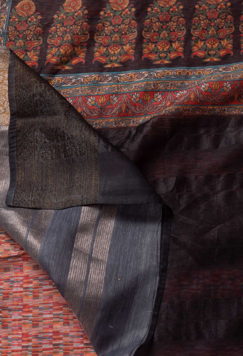 Online Shopping for Multi  Fusion Kalamkari Maheshwari Sico Saree with Weaving from Uttar Pradesh at Unnatisilks.com India
