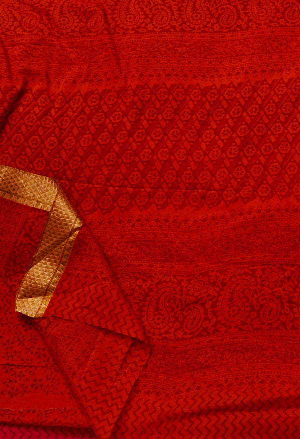 Red Pure Bagh venkatagiri Superfine Cotton Saree