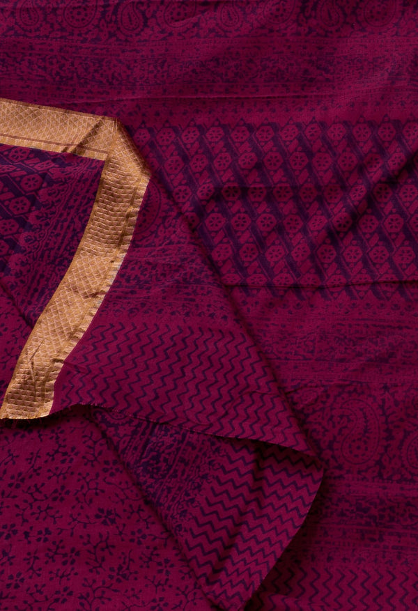 Purple Pure Bagh venkatagiri Superfine Cotton Saree