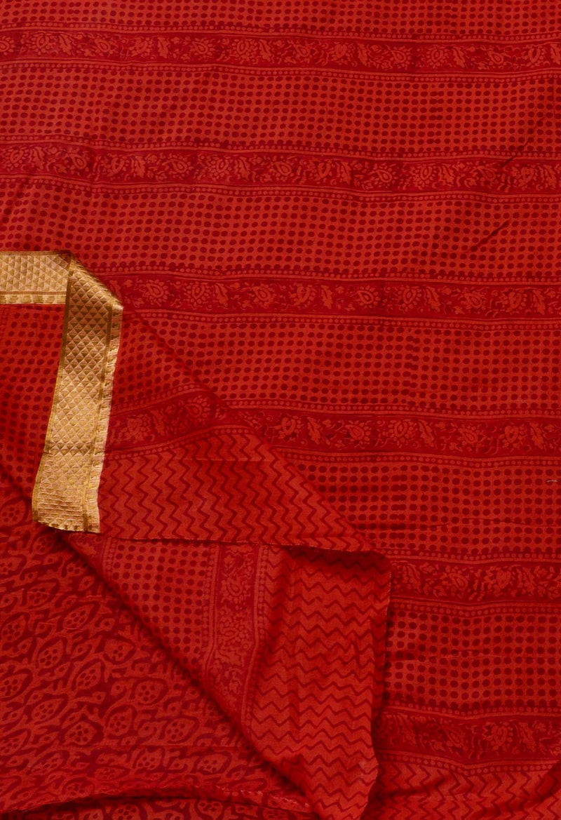 Online Shopping for Red Pure Bagh venkatagiri Superfine Cotton Saree with Bagh from Andhra Pradesh at Unnatisilks.com India

