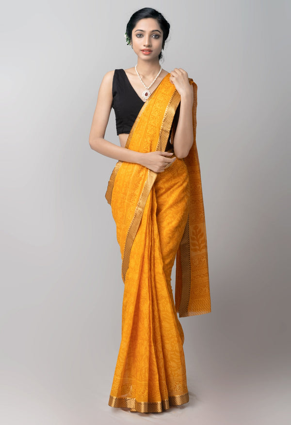 Online Shopping for Orange Pure Bagh venkatagiri Superfine Cotton Saree with Bagh from Andhra Pradesh at Unnatisilks.com India
