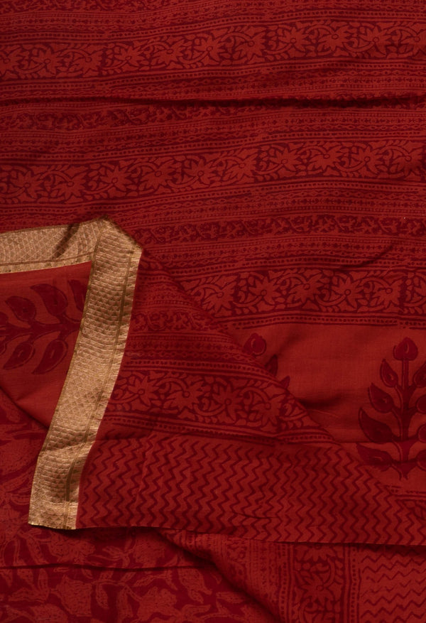 Red Pure Bagh venkatagiri Superfine Cotton Saree