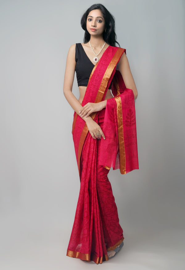 Red Pure Bagh venkatagiri Superfine Cotton Saree